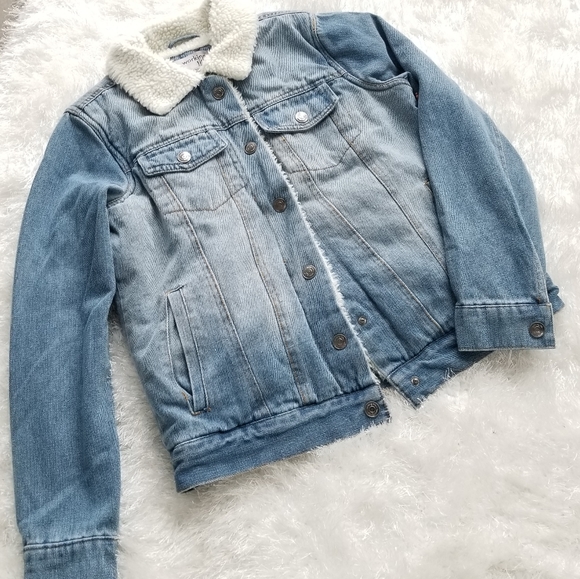 Sherpa Lined Denim Jacket - Blue Jean Jacket - Picture 3 of 4